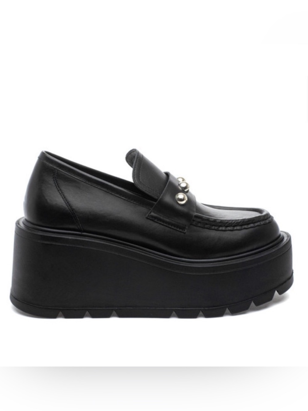 NWT J/SLIDES VICKY Black Leather Platform